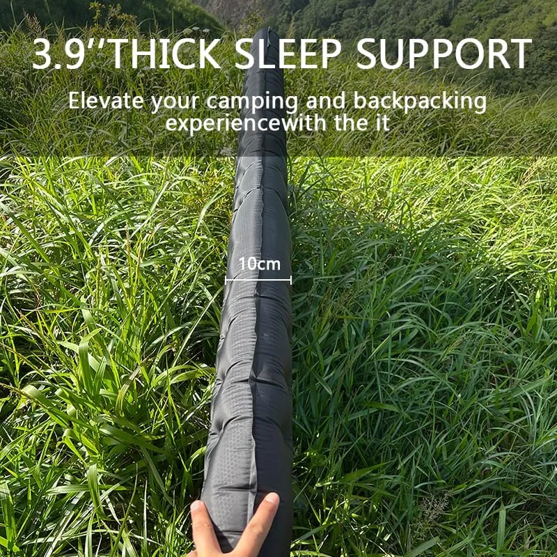 Single Inflatable Sleeping Mat, 20D Nylon Lightweight Air Bed for Adults, Air Mattress with Storage Bag for Camping Ultralight Backpacking, Hiking, Traveling & Outdoor Activities(Black, L)