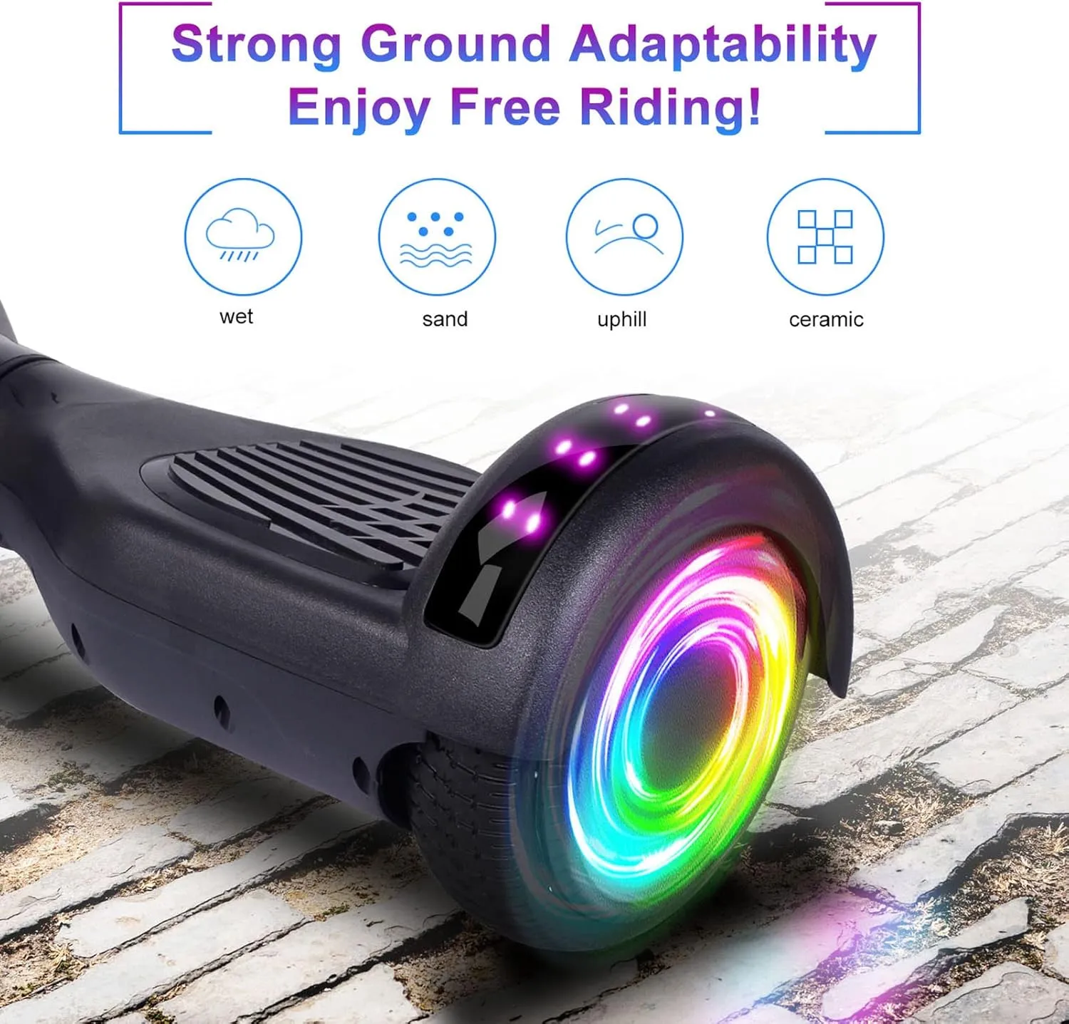 SISIGAD Hoverboard for Kids Ages 6-12, with Built-in Bluetooth Speaker and 6.5" Colorful Lights Wheels, Safety Certified Self Balancing Scooter Gift for Kids