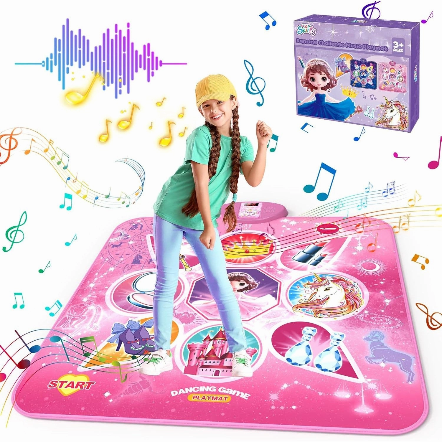 Skirfy Unicorns Dance Mat, Toys for Girls Gift Age 3-8,Electronic Music Dance Pad with 7 Games Mode, Dance Games with Touch Sensitive LED Lights,Birthday Girls Toys Gift