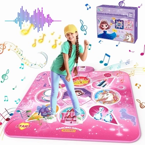 Skirfy Unicorns Dance Mat, Toys for Girls Gift Age 3-8,Electronic Music Dance Pad with 7 Games Mode, Dance Games with Touch Sensitive LED Lights,Birthday Girls Toys Gift