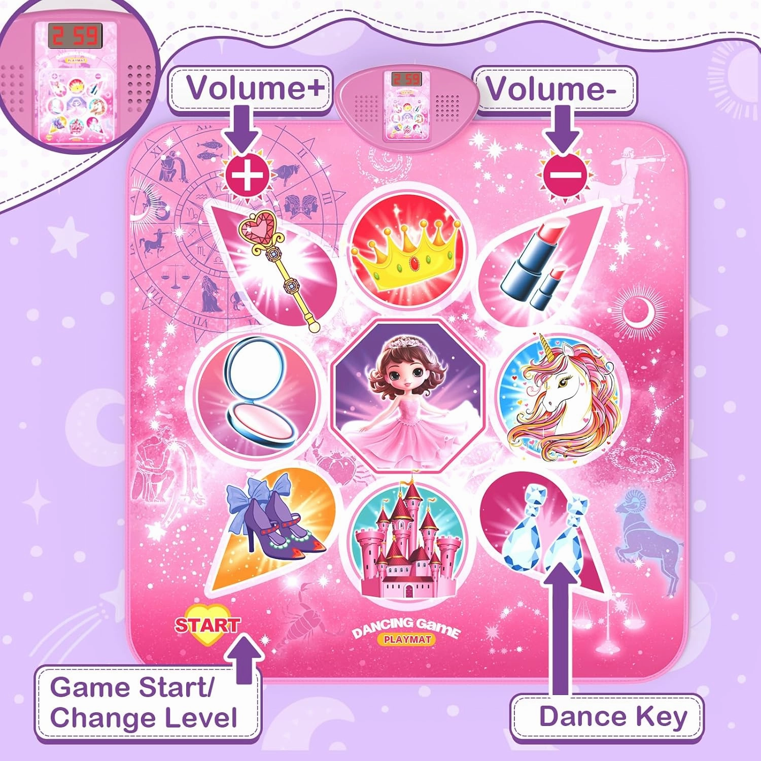 Skirfy Unicorns Dance Mat, Toys for Girls Gift Age 3-8,Electronic Music Dance Pad with 7 Games Mode, Dance Games with Touch Sensitive LED Lights,Birthday Girls Toys Gift