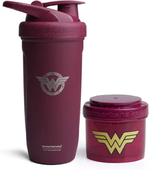 Smartshake DC Comic Bundle - Wonder Woman Shaker Bottle 900ml, Leakproof Protein Shaker Revive Storage 200ml, Wonder Woman Protein Powder Container, Leakproof & BPA-Free