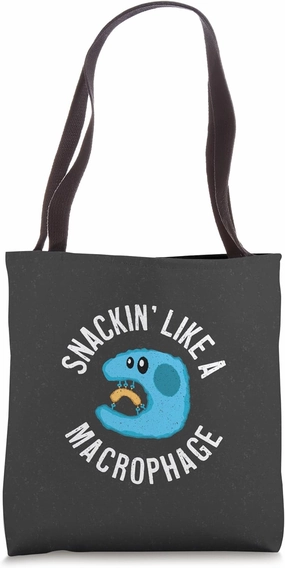 Snackin' Like A Macrophage Funny Science Hungry STEM Immune Tote Bag
