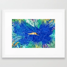 Society6 Tropical Jungle Pool | Forest Pop Of Color Botanical | Travel Wild Plants Eclectic Watercolor Swim by 83 Oranges By