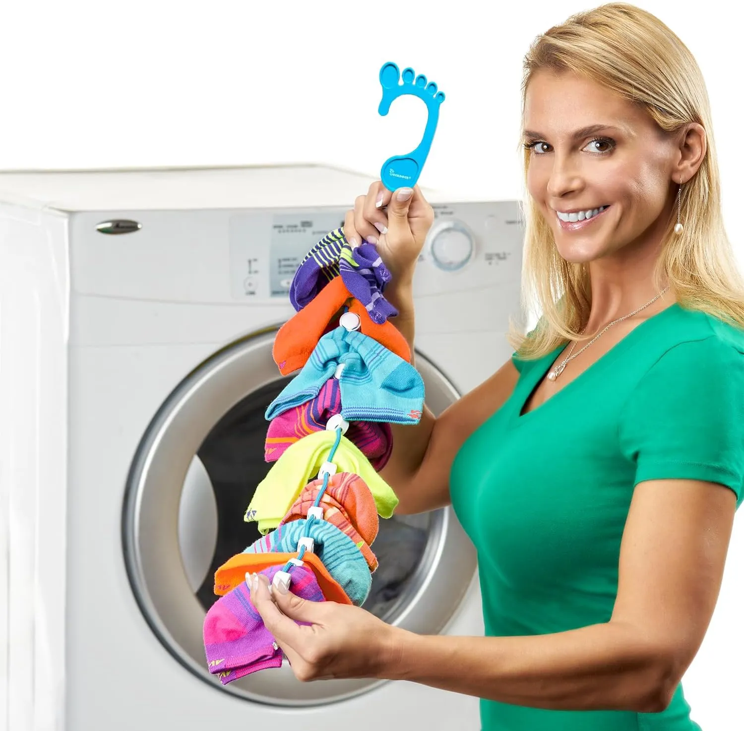 Sock Laundry Solution for Washing Drying & Storing Socks in Pairs, Clip & Hold Small & Long Socks in Washer Dryer & Closet, 2-Pack (Blue)