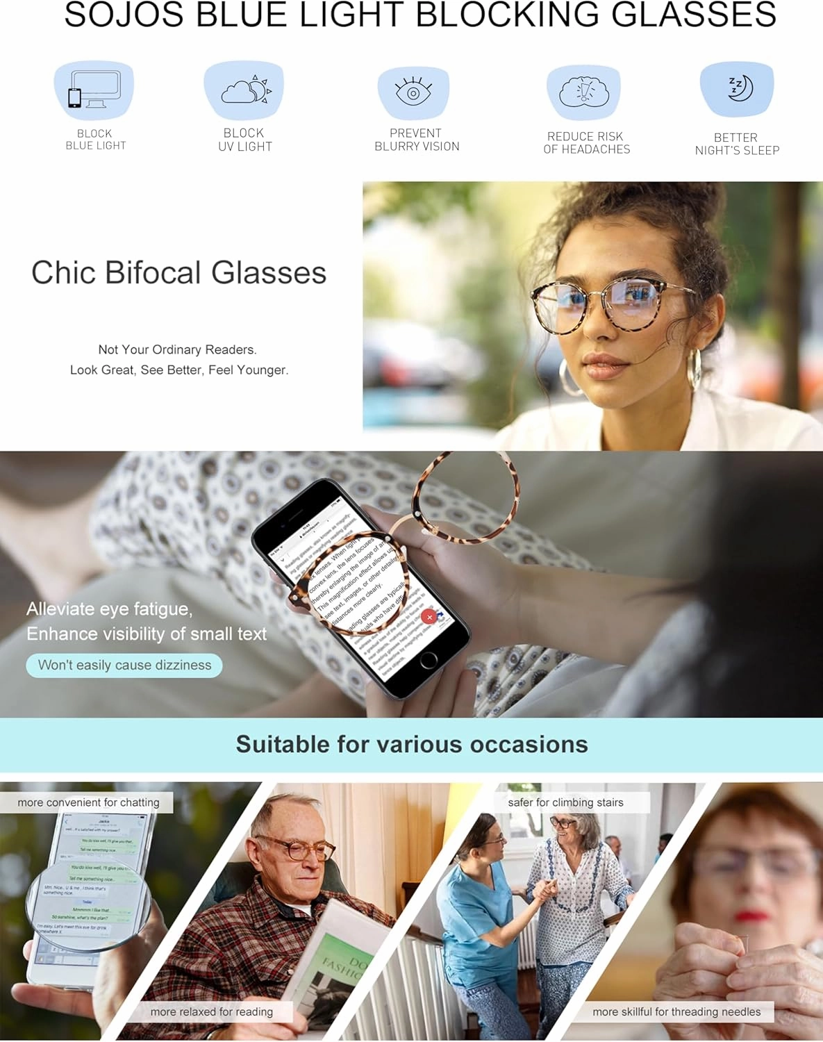SOJOS Retro Round TR90 Blue Light Reading Glasses Womens Mens Readers Computer Glasses Eyewear Frame SJ9001