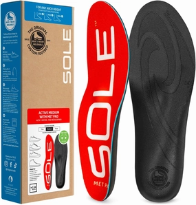SOLE Active Medium Shoe Insoles with Metatarsal Pads - Men's Size 10/Women's Size 12 Red
