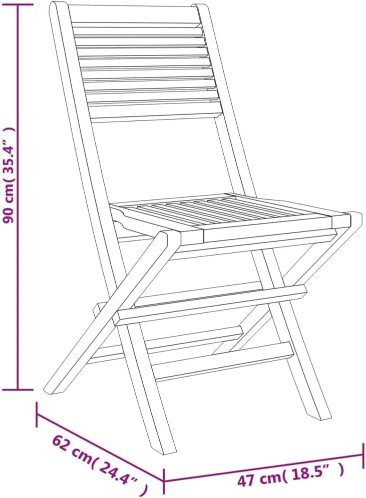 Solid Teak Wood Folding Patio Chairs Set of 6, 18.5x24.4x35.4 Inch Outdoor Furniture Foldable Lounge Chairs for Poolside Backyard Beach Camping