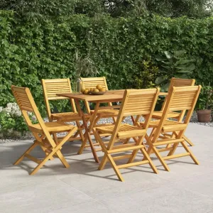 Solid Teak Wood Folding Patio Chairs Set of 6, 18.5x24.4x35.4 Inch Outdoor Furniture Foldable Lounge Chairs for Poolside Backyard Beach Camping