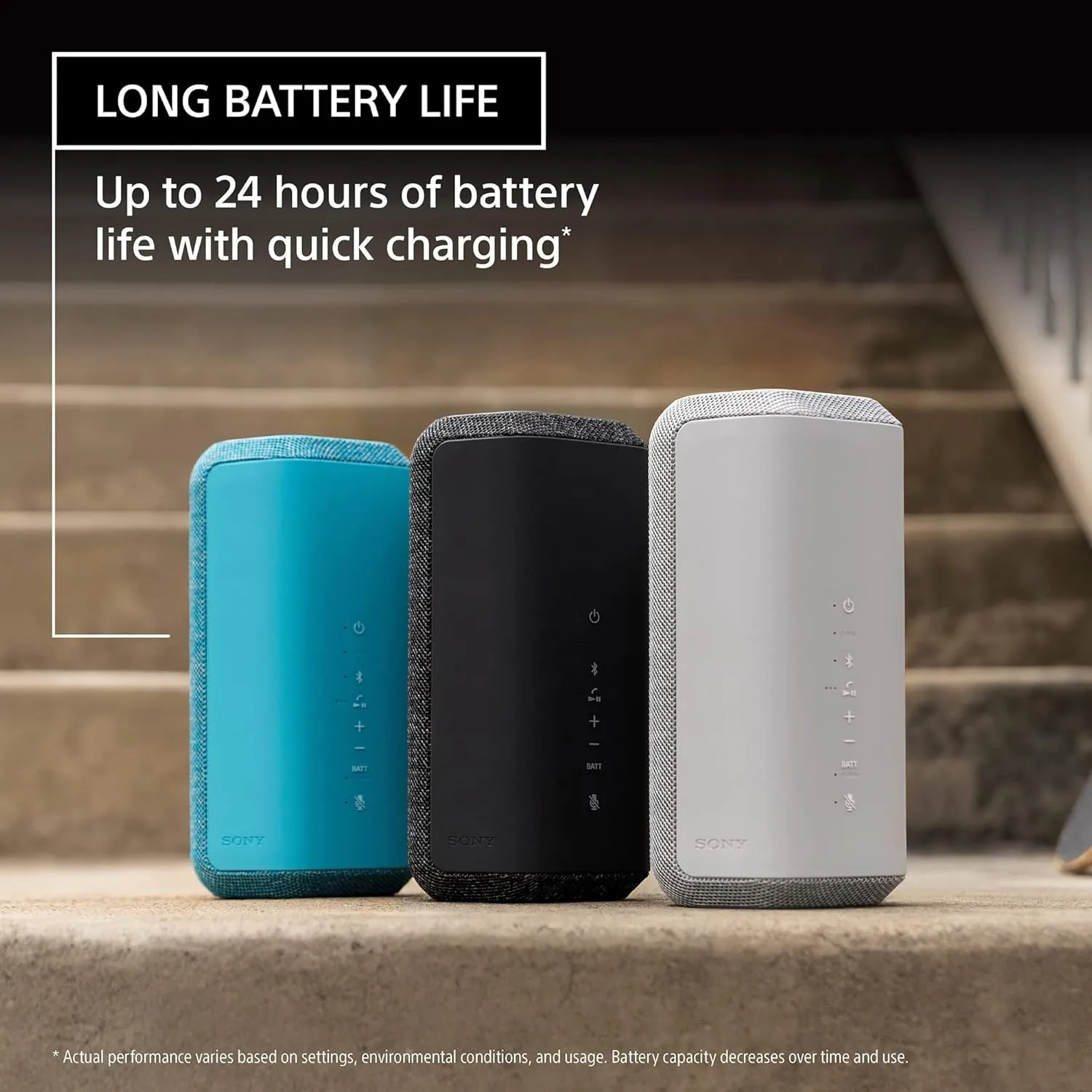 Sony SRS-XE300 X-Series Wireless Portable-Bluetooth-Speaker, IP67 Waterproof, Dustproof and Shockproof with 24 Hour Battery, Light Gray
