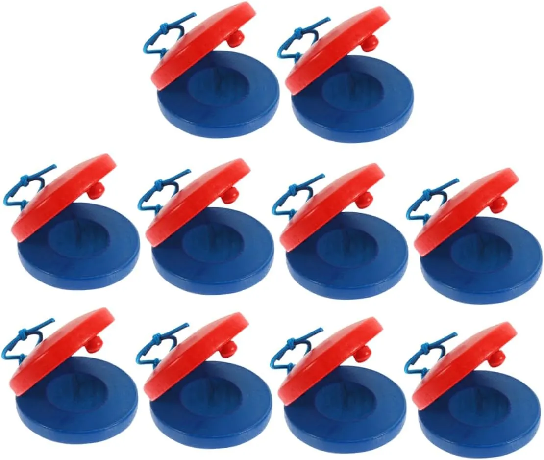 Sosoport 10pcs Wooden Finger Castanets: Baby Musical Instrument Hand Finger Castanets Classroom DIY Wooden Percussion Instrument for Kids Adults