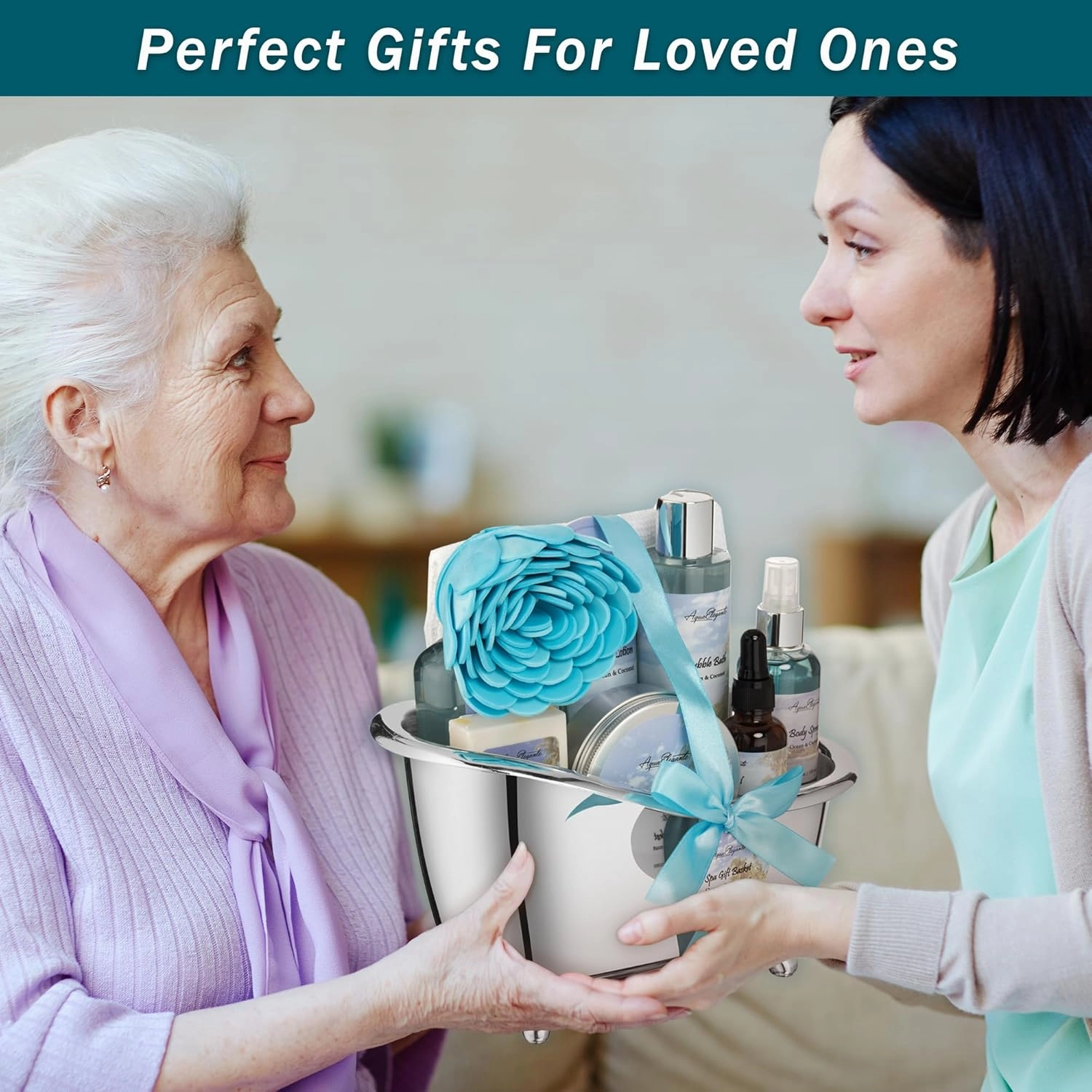Spa Gift Baskets For Women - Luxury Bath Set With Ocean & Coconut - Spa Kit Includes Body Wash, Bubble Bath, Lotion, Body Butter, Soap, Bath Oil, Shower Puff, and Towel