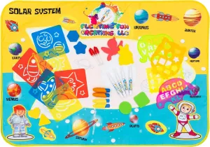 Space Rocket Science Theme Magic doodle Aqua Mat Large Square Water Drawing Play Mat Kinesthetic Learning Toys for ages 3, 4, 5, 6, 7, 8, 9, 10, 11, 12 years olds Mess Free Doodle Mat for Toddlers