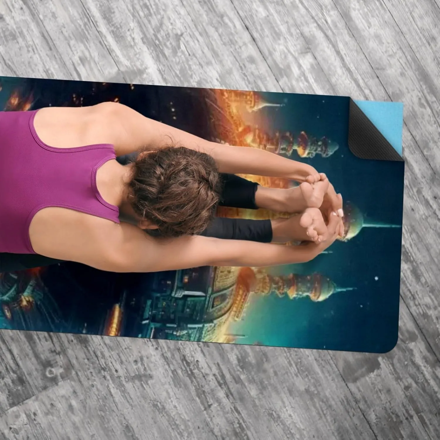 Spacecraft Yoga Towel with Travel Bag, Non Slip Rubber Hot Yoga Mat Towel, Suede Absorbent Quick-Dry Yoga Blankets for Fitness,Pilates and Workout 72.8x26.8in