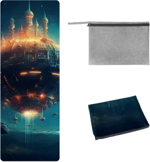Spacecraft Yoga Towel with Travel Bag, Non Slip Rubber Hot Yoga Mat Towel, Suede Absorbent Quick-Dry Yoga Blankets for Fitness,Pilates and Workout 72.8x26.8in