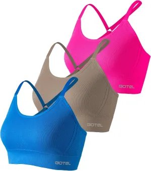 Sports Bras for Women 3 Pack, Adjustable Straps Yoga Workout Bra Comfortable Medium Supportive