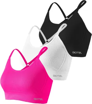 Sports Bras for Women 3 Pack, Adjustable Straps Yoga Workout Bra Comfortable Medium Supportive