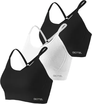 Sports Bras for Women 3 Pack, Adjustable Straps Yoga Workout Bra Comfortable Medium Supportive