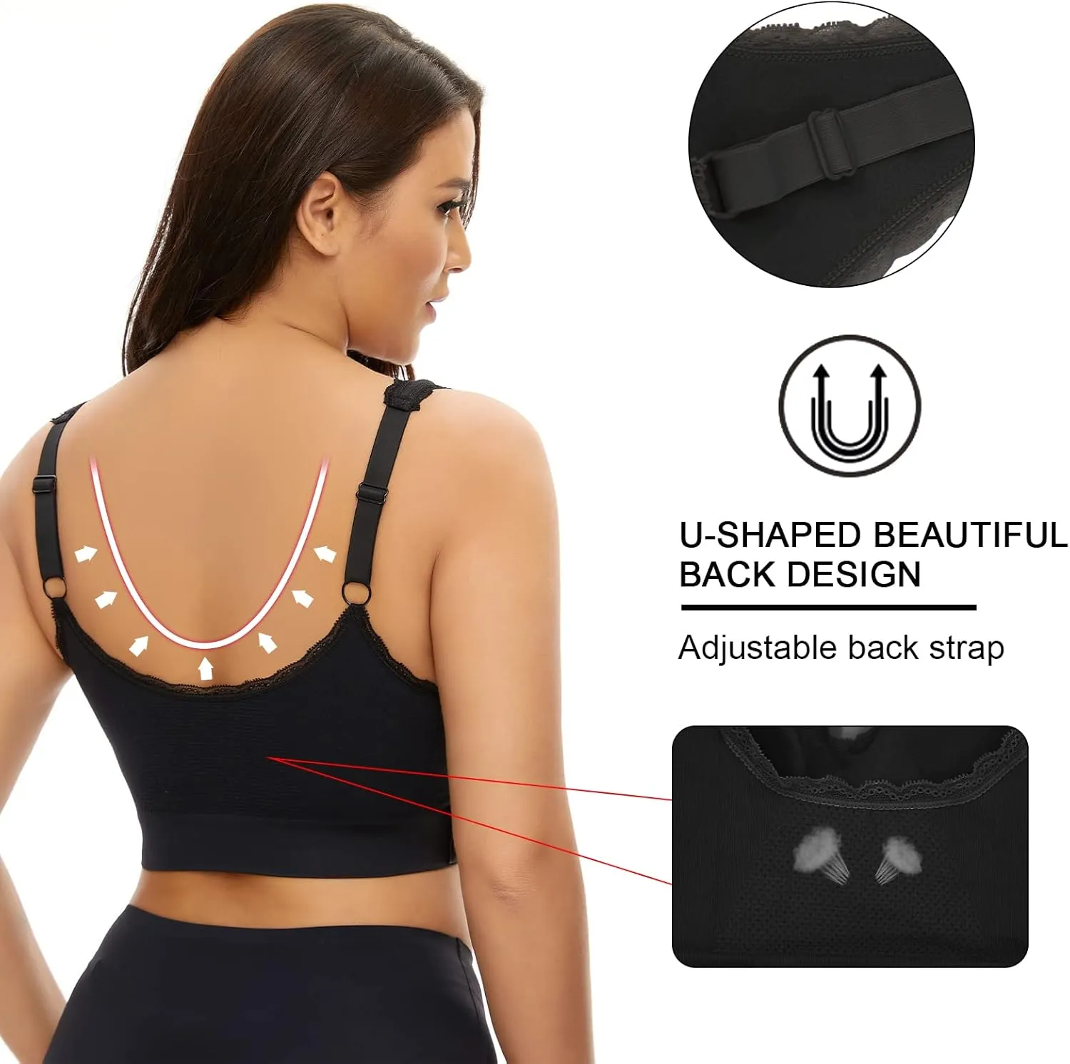 Sports Bras for Women Front Cross Front Side Buckle Bra Wireless Bra Pads Seamless Comfort Bra Yoga Bra 1/2/3 Pack