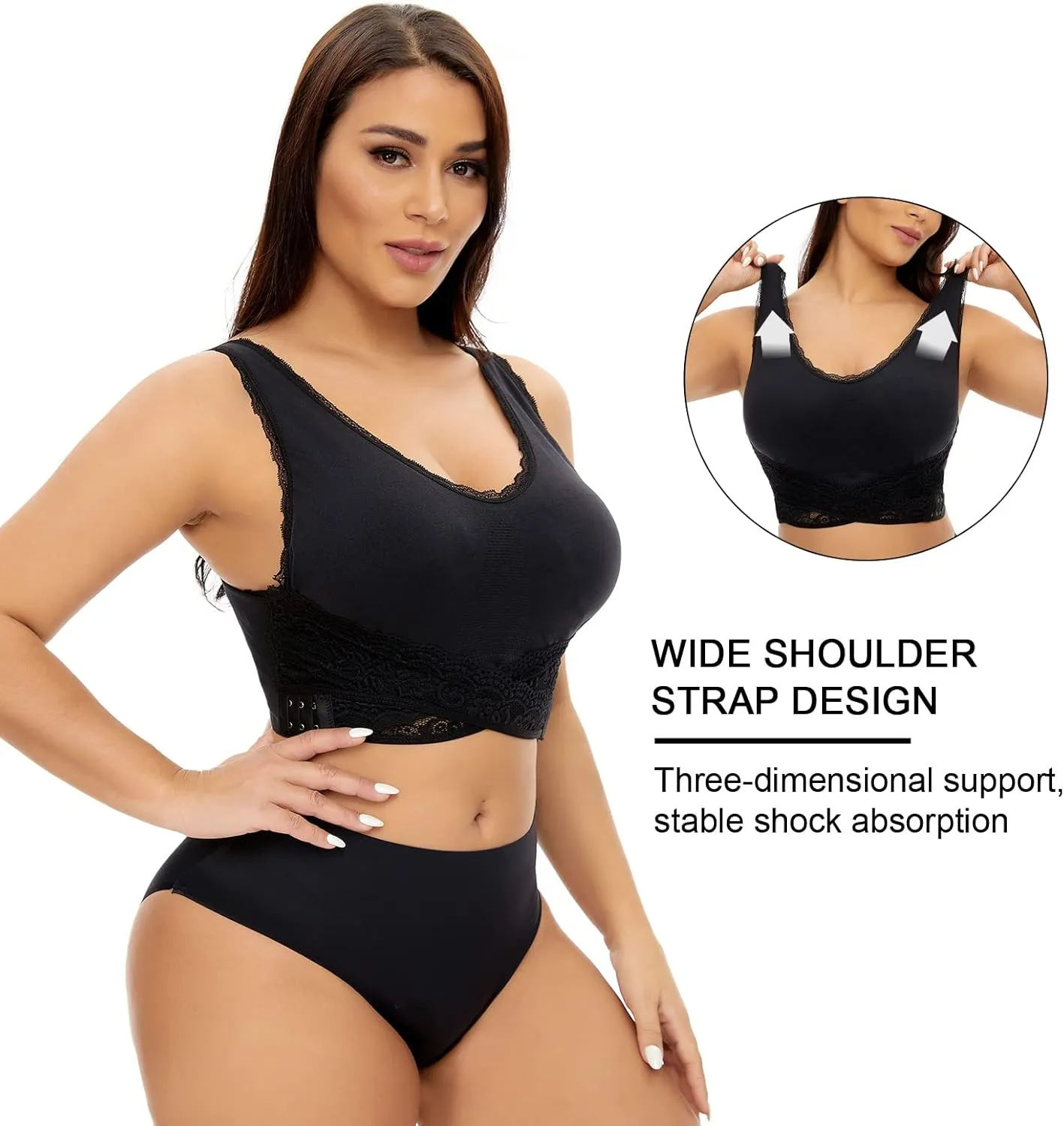 Sports Bras for Women Front Cross Front Side Buckle Bra Wireless Bra Pads Seamless Comfort Bra Yoga Bra 1/2/3 Pack