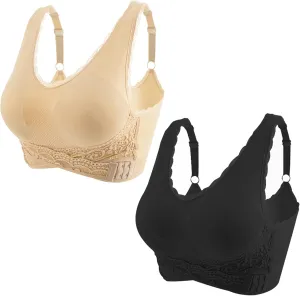Sports Bras for Women Front Cross Front Side Buckle Bra Wireless Bra Pads Seamless Comfort Bra Yoga Bra 1/2/3 Pack