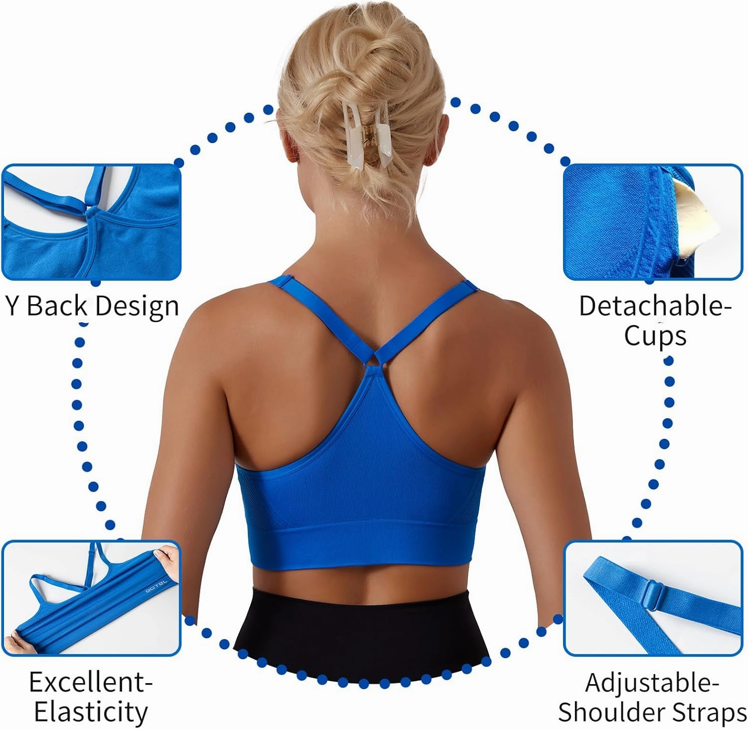 Sports Bras for Women 3 Pack, Adjustable Straps Yoga Workout Bra Comfortable Medium Supportive