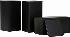 Square Tin Can Empty Cube Steel Box Storage Container kit 65mm Series for Treats, Gifts, Favors, Loose Tea, Coffee and Crafts, Black, 3L