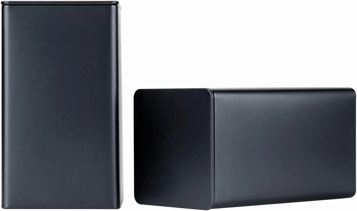 Square Tin Can Empty Cube Steel Box Storage Container kit 65mm Series for Treats, Gifts, Favors, Loose Tea, Coffee and Crafts, Black, 3L
