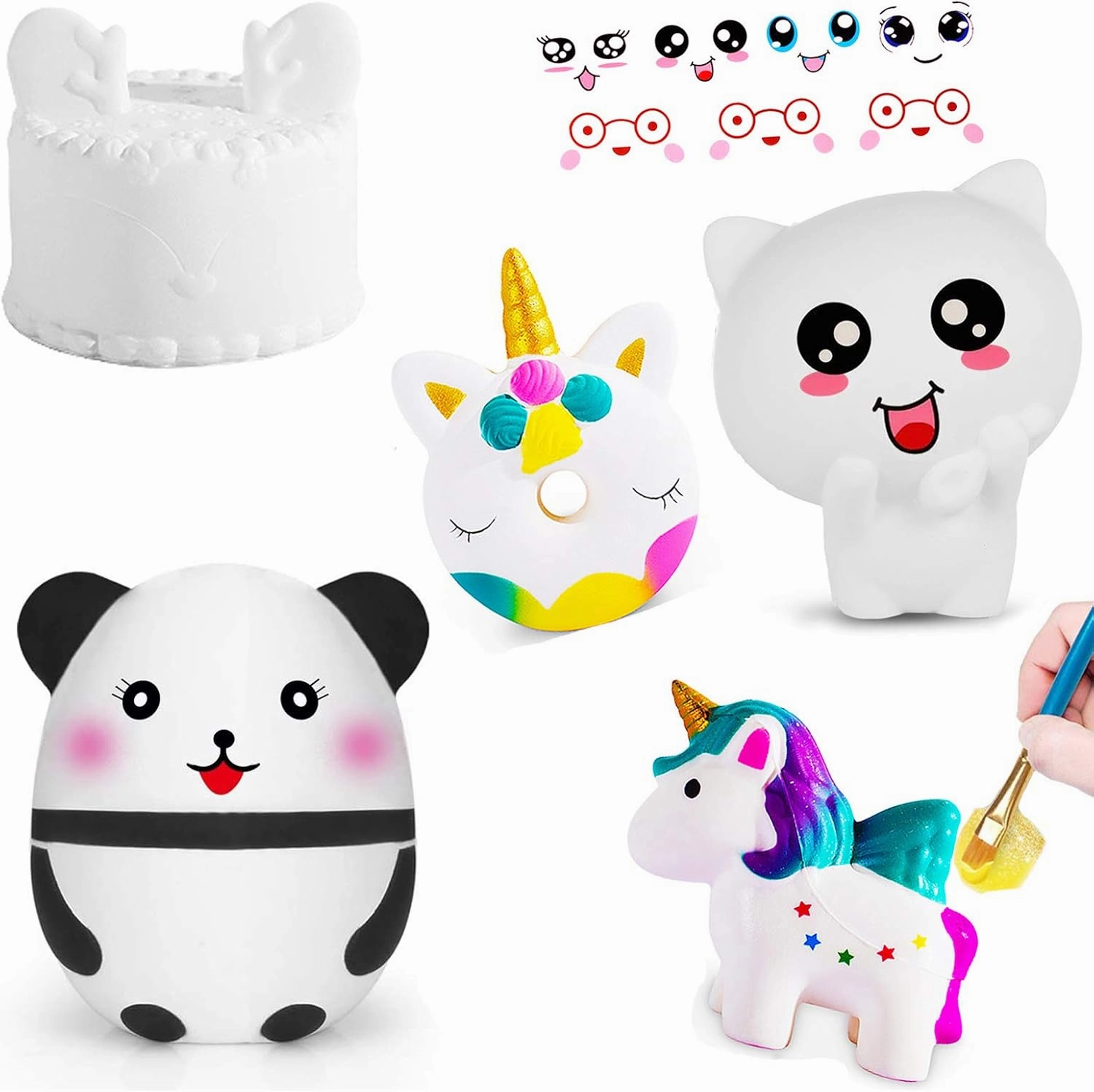 Squishies Toys for Kids, Paint Your Own Squishies - 3D Blank Arts and Crafts Gift for 3 4 5 6  Years Old Boys Girls, Stress Relief Toys for Kid Adult, Kawaii DIY Animal Squishy Toys(5 Pcs)