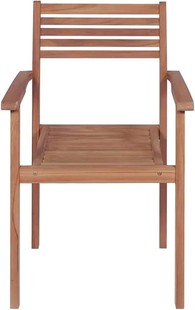 Stackable Patio Chairs with Cushions 6 Pcs Solid Teak Wood Outdoor Dining Chairs for Garden Backyard Porch Deck