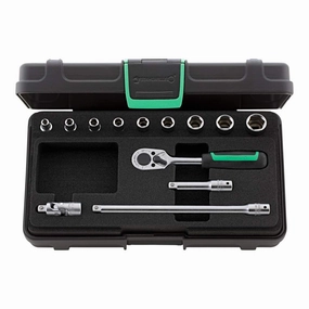 Stahlwille 96011119 13-Piece 1/4" Hex Socket Set with Ratchet, Sizes 4mm-13mm, Stored in Sturdy ABS Plastic Case with Foam Inlay, Ideal for Heavy-Duty Applications, Made in Germany
