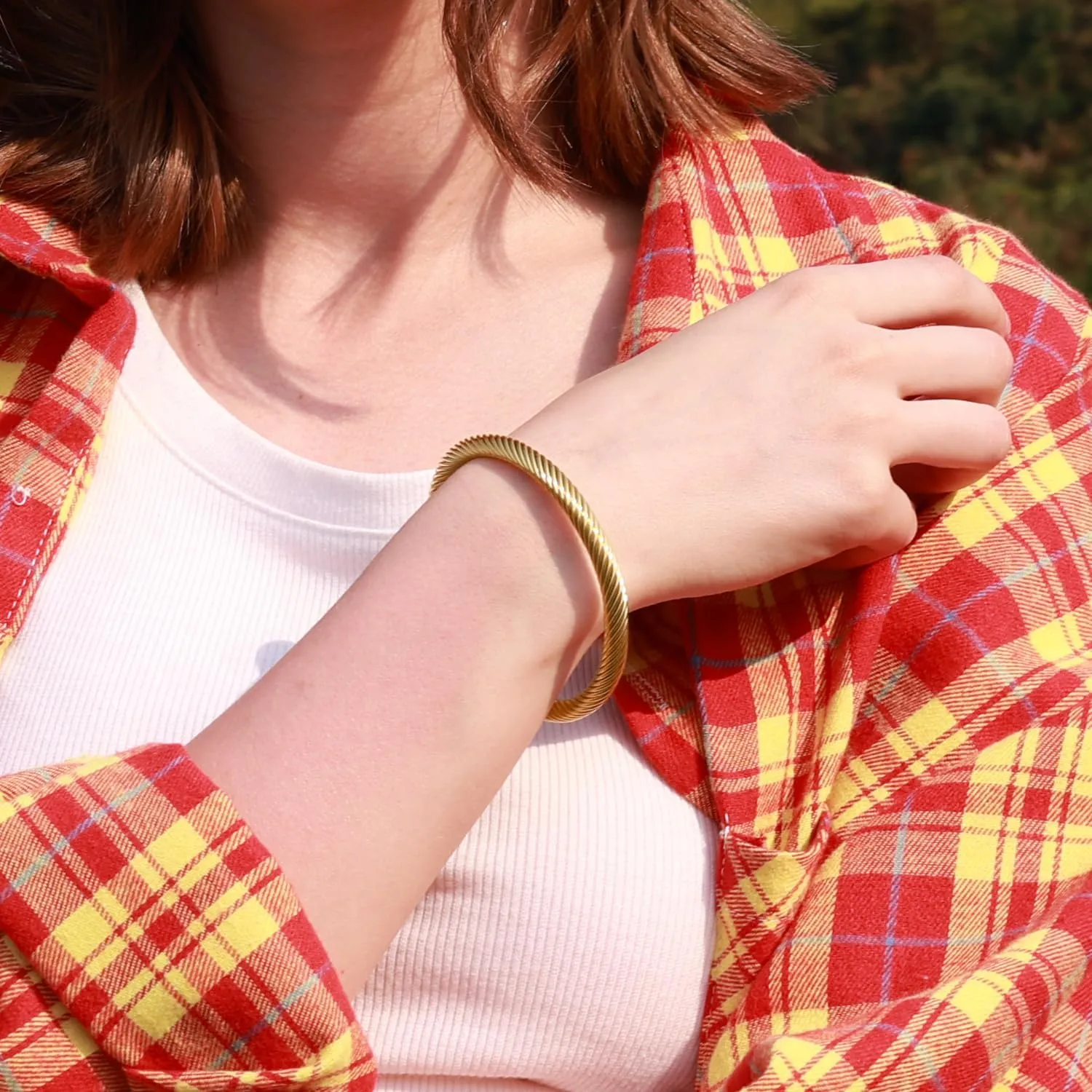Stainless Steel Twisted Cable Wire Bracelets Adjustable Open Cuff Bangle Bracelet Vintage Jewelry Gift for Women