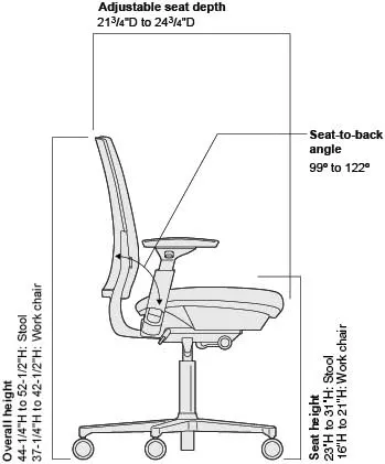 Steelcase Amia Ergonomic Office Chair with Adjustable Back Tension and Arms | Flexible Lumbar with Sliding Seat | Black Frame and Black Leather