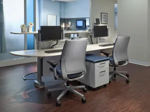 Steelcase Amia Ergonomic Office Chair with Adjustable Back Tension and Arms | Flexible Lumbar with Sliding Seat | Black Frame and Black Leather