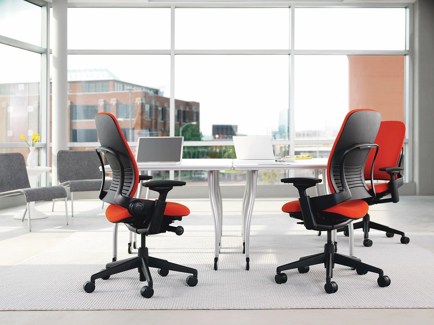 Steelcase Leap Desk Chair V2 with Headrest in Buzz2 Chocolate Fabric - 4-Way Highly Adjustable Arms - Black Frame and Base - Soft Dual Wheel Hard Floor Casters