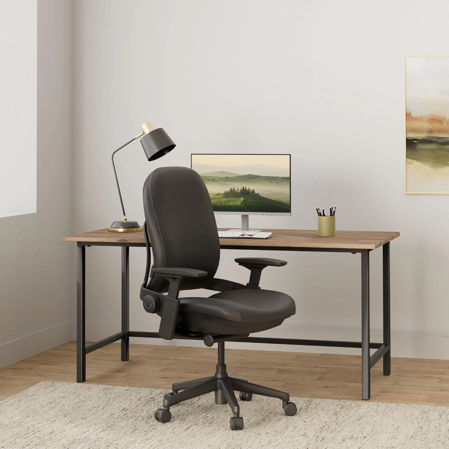 Steelcase Leap Office Chair - Ergonomic Work Chair with Wheels for Carpet Flooring - Work Chair Supports Unique Body Shape - with Natural Glide System & Liveback Technology - Black Leather