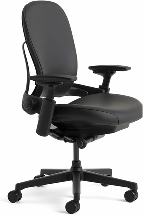Steelcase Leap Office Chair - Ergonomic Work Chair with Wheels for Carpet Flooring - Work Chair Supports Unique Body Shape - with Natural Glide System & Liveback Technology - Black Leather