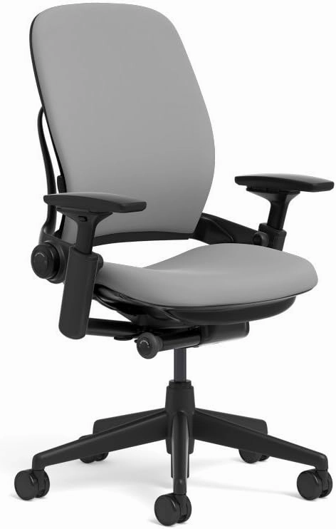 Steelcase Leap Task Chair: Black Base - 4D Adjustable Arms - No Headrest - 5" Cylinder Seat Height