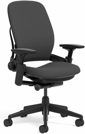 Steelcase Leap Task Chair: Black Base - 4D Adjustable Arms - No Headrest - Standard Carpet Casters