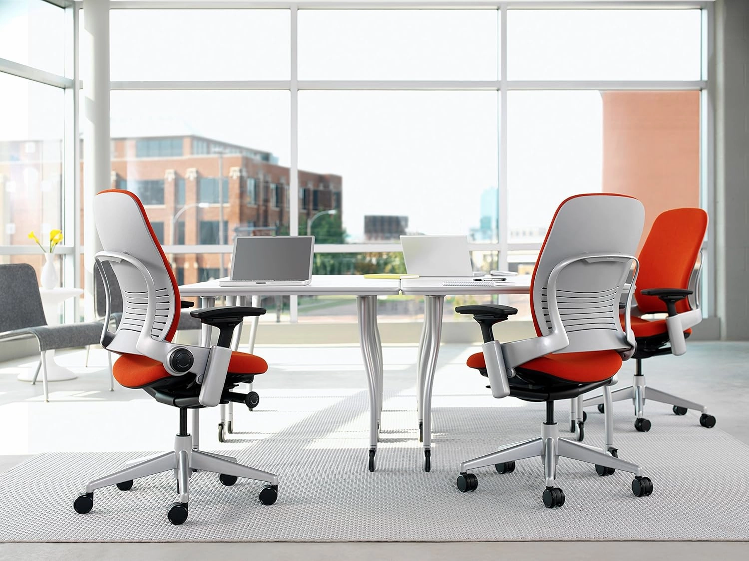 Steelcase Leap Task Chair: Platinum Base - 4D Adjustable Arms - No Headrest - Hard Floor Casters