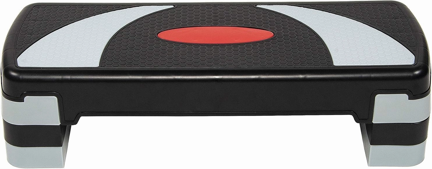 Step Aerobic Platform, Exercise Step with 5 levels Adjustable Height, 4 Stackable Risers, Fitness Training Workout Stepper for Home Gym, Cardio Strength, Multiple Options