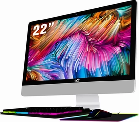 STGSivir All in One Desktop Computer, 22" FHD Display, Intel Core i5 2.9G up to 3.6G, 16G, 512G SSD, WiFi, BT 5.0, RGB Keyboard & Mouse & Mouse Pad, Webcam, Windows 10 Home