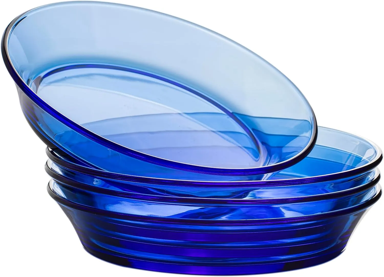 STPGoods Glass Dinner Plates - Set of 4, Blue Cobalt Transparent Glass Eating Plates, Circular Glass Dinnerware for Salad, Bread, Dinner (7.8-Inch Salad Plate Set, Set of 4)