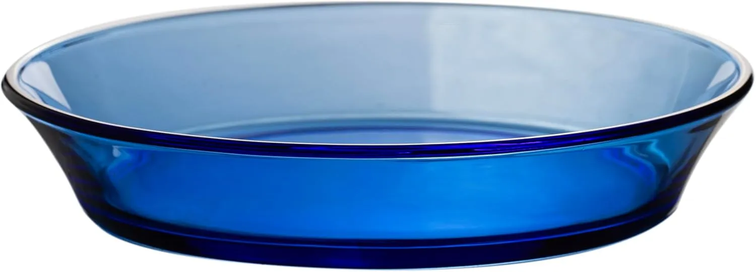 STPGoods Glass Dinner Plates - Set of 4, Blue Cobalt Transparent Glass Eating Plates, Circular Glass Dinnerware for Salad, Bread, Dinner (7.8-Inch Salad Plate Set, Set of 4)