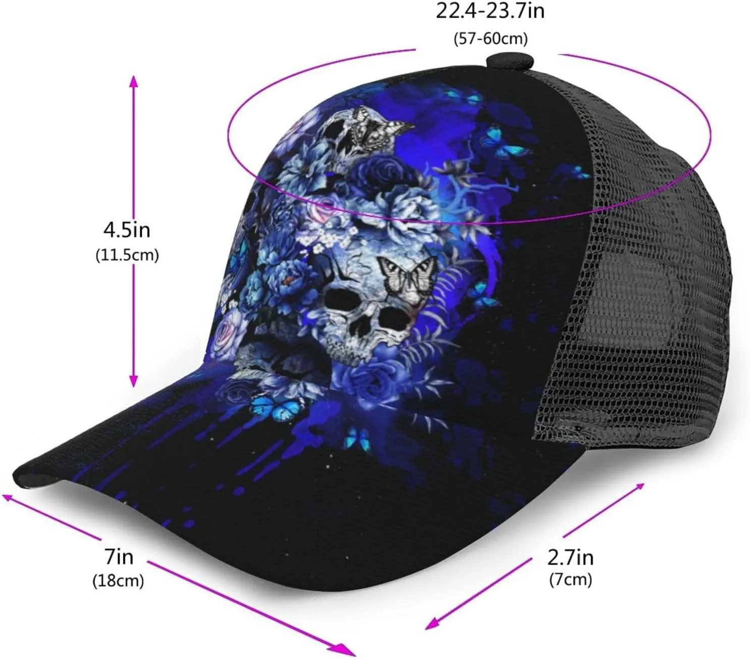 Sugar Skull Baseball Cap Adjustable Dad Hat Trucker Hat Outdoor Cap Sun Hats for Men Women