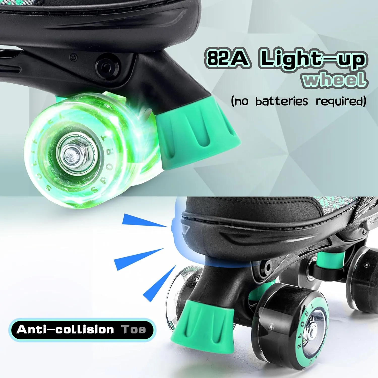SULIFEEL Roller Skates for Girls Boys Kids,4 Sizes Adjustable Quad Skates with Light up Wheels,Safe Fun Children Skates, Best Gift for Beginners Indoor Outdoor Sports