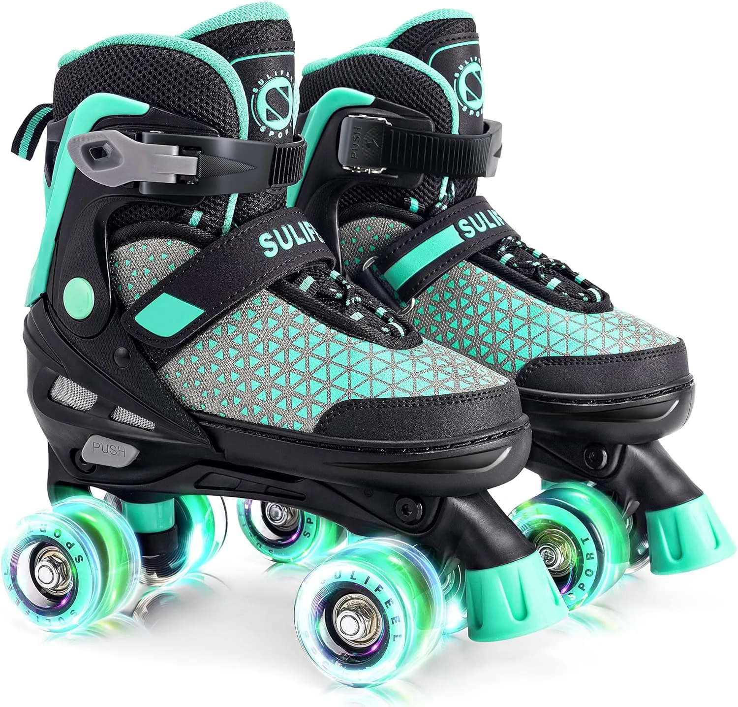 SULIFEEL Roller Skates for Girls Boys Kids,4 Sizes Adjustable Quad Skates with Light up Wheels,Safe Fun Children Skates, Best Gift for Beginners Indoor Outdoor Sports