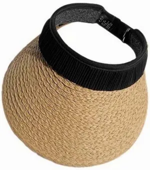 Sun Visor Hats for Women Wide Brim Straw Visors Womens Foldable Beach Visors Summer Packable Ponytail Beach Hat UPF50  Khaki