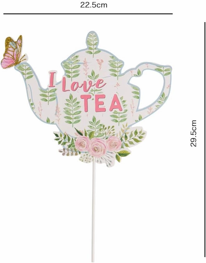 SUNBEAUTY 14 Pcs Tea Party Photo Booth Props Tea Party Decorations Alice in Wonderland Party Supplies Garden Party Bridal Shower for Girls Women