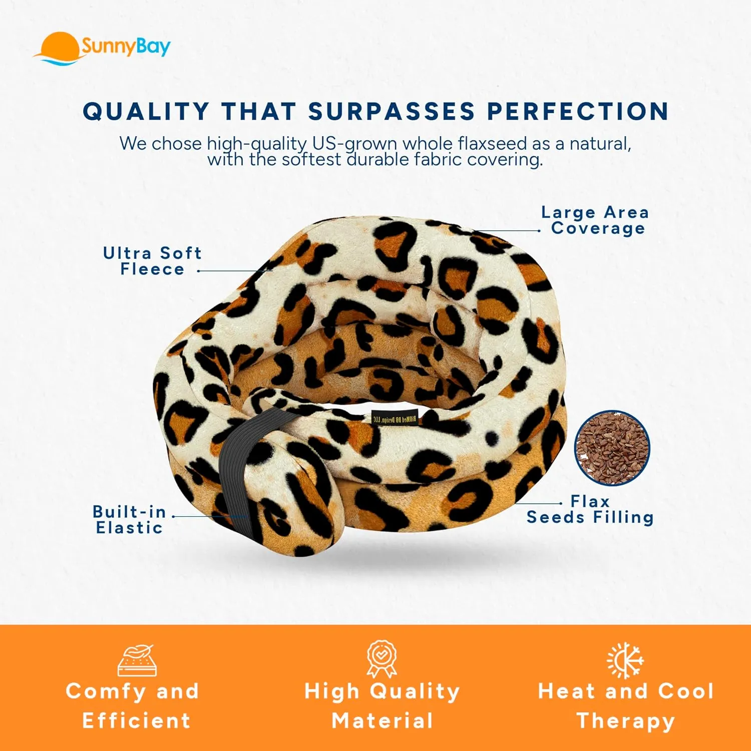 SunnyBay Microwave Heating Pad, Microwavable Heated Neck and Shoulder Wrap, Weighted Hands-Free Beanbag Pack with Wide Neck Coverage, 2.5 lbs, 26 Inches Long-Length, Made in USA, Leopard